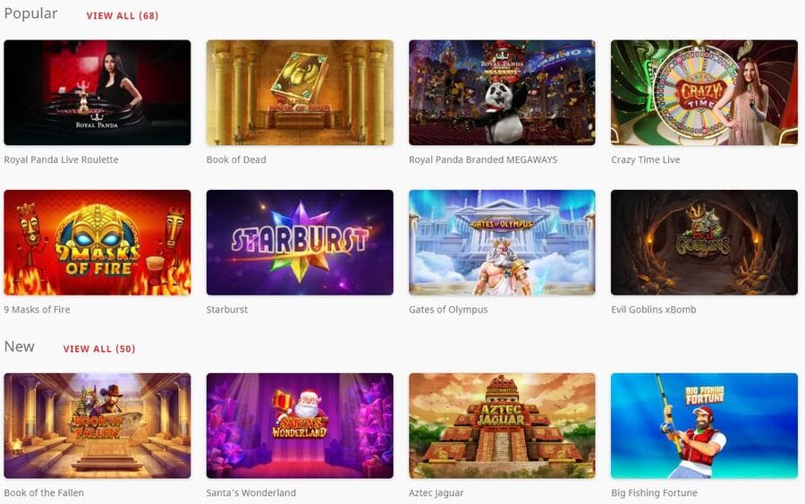 Royal Panda Casino Games
