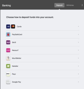 Casino Kingdom payment methods