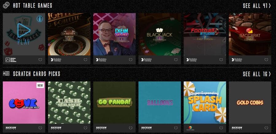 Captain Spins Table Games