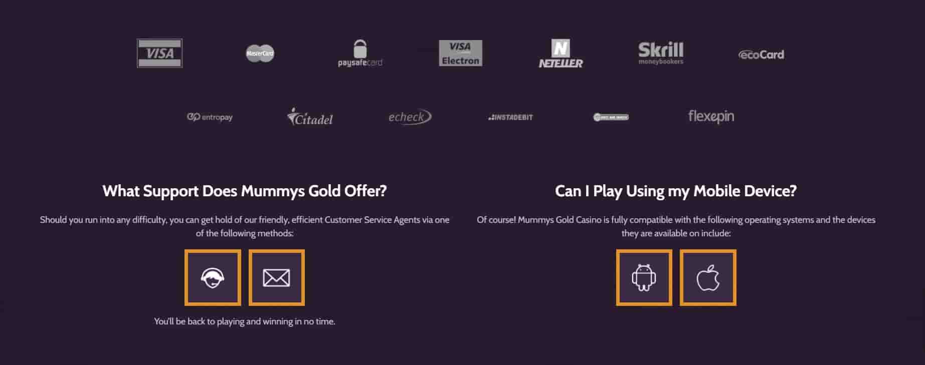 Mummys Gold Casino payments