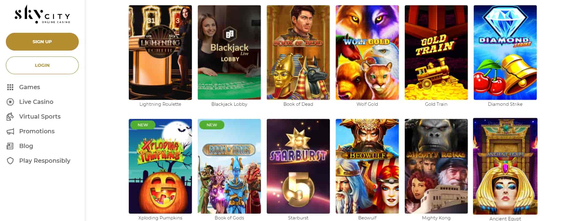 skycity casino games